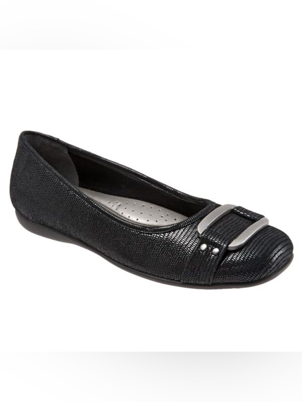 NIB NWT Trotters Sizzle in Black Patent Suede - size 7.5 NARROW